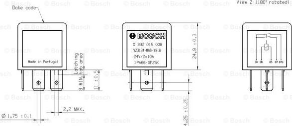 BOSCH 0 332 015 008 - Реле, рабочий ток unicars.by