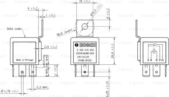 BOSCH 0 332 015 002 - Реле, рабочий ток unicars.by