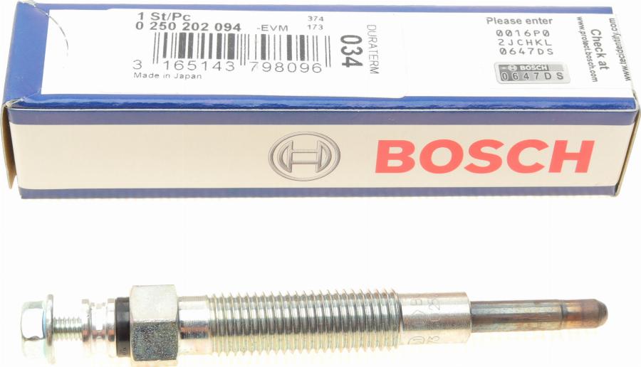 BOSCH 0 250 202 094 - Свеча накаливания unicars.by