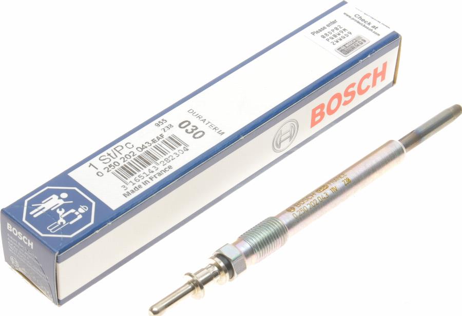 BOSCH 0 250 202 043 - Свеча накаливания unicars.by