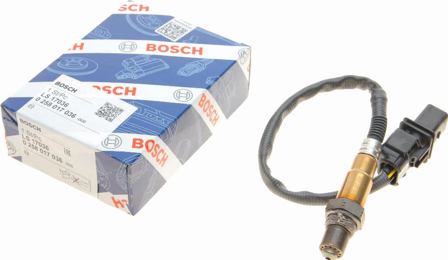 BOSCH 0 258 017 036 - Лямбда-зонд, датчик кислорода unicars.by