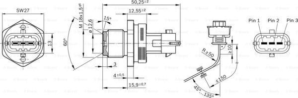 BOSCH 0 281 002 937 - Датчик, давление подачи топлива unicars.by