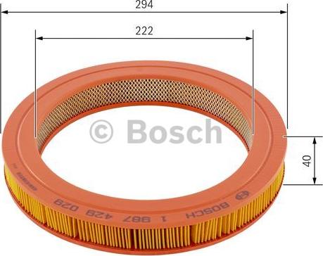 BOSCH 1 987 429 029 - Воздушный фильтр, двигатель unicars.by