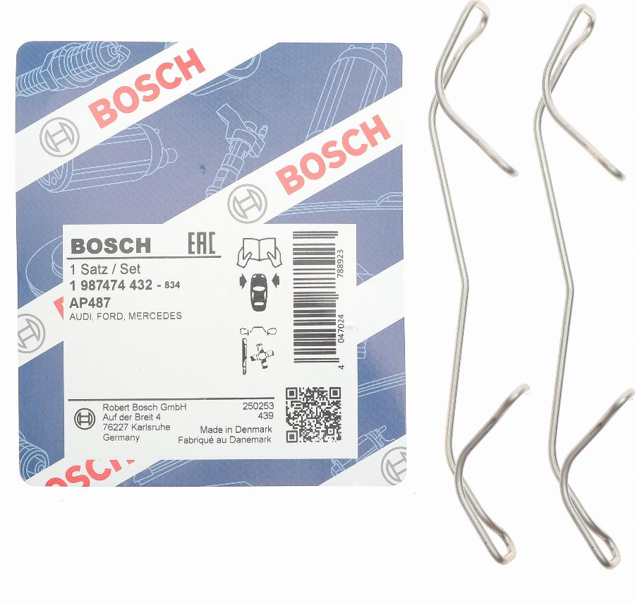 BOSCH 1 987 474 432 - Комплектующие для колодок дискового тормоза unicars.by