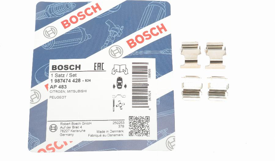 BOSCH 1 987 474 428 - Комплектующие для колодок дискового тормоза unicars.by