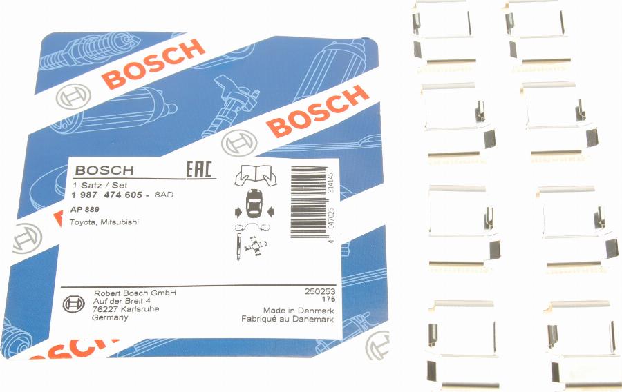 BOSCH 1 987 474 605 - Комплектующие для колодок дискового тормоза unicars.by