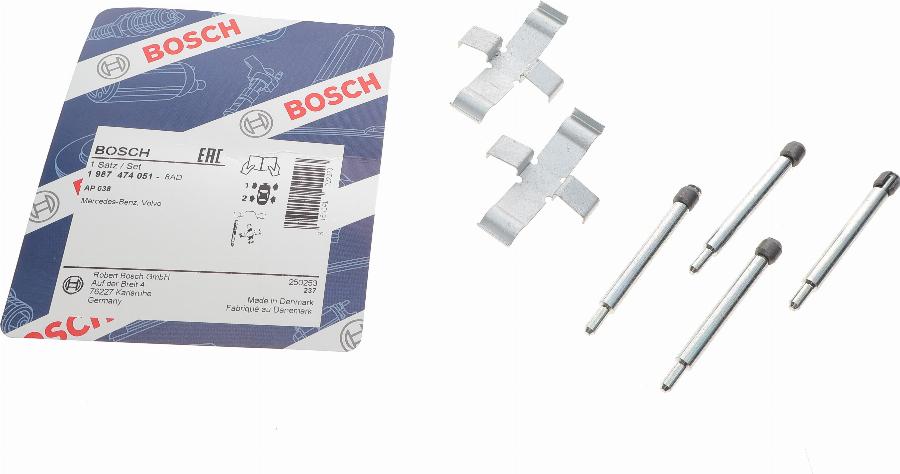 BOSCH 1 987 474 051 - Комплектующие для колодок дискового тормоза unicars.by