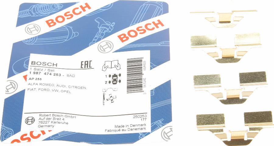 BOSCH 1 987 474 253 - Комплектующие для колодок дискового тормоза unicars.by