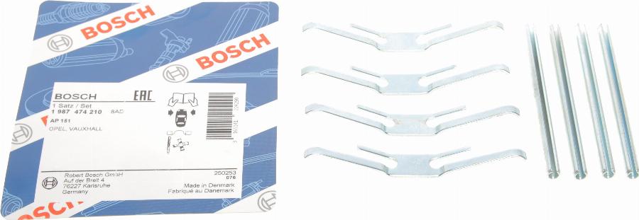 BOSCH 1 987 474 210 - Комплектующие для колодок дискового тормоза unicars.by