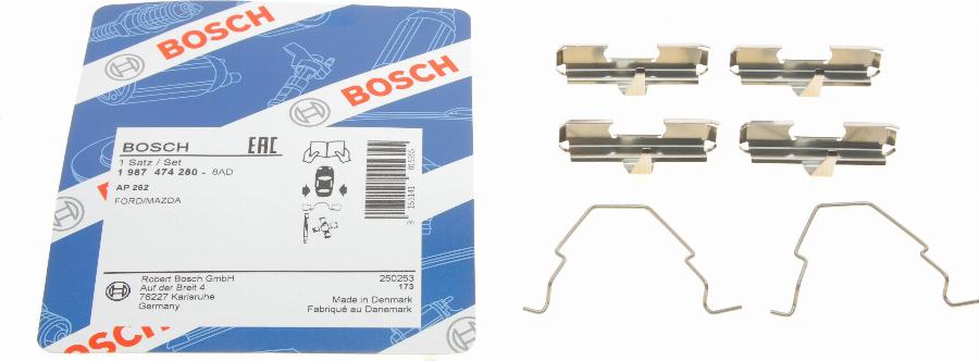 BOSCH 1 987 474 280 - Комплектующие для колодок дискового тормоза unicars.by