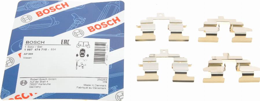 BOSCH 1 987 474 715 - Комплектующие для колодок дискового тормоза unicars.by