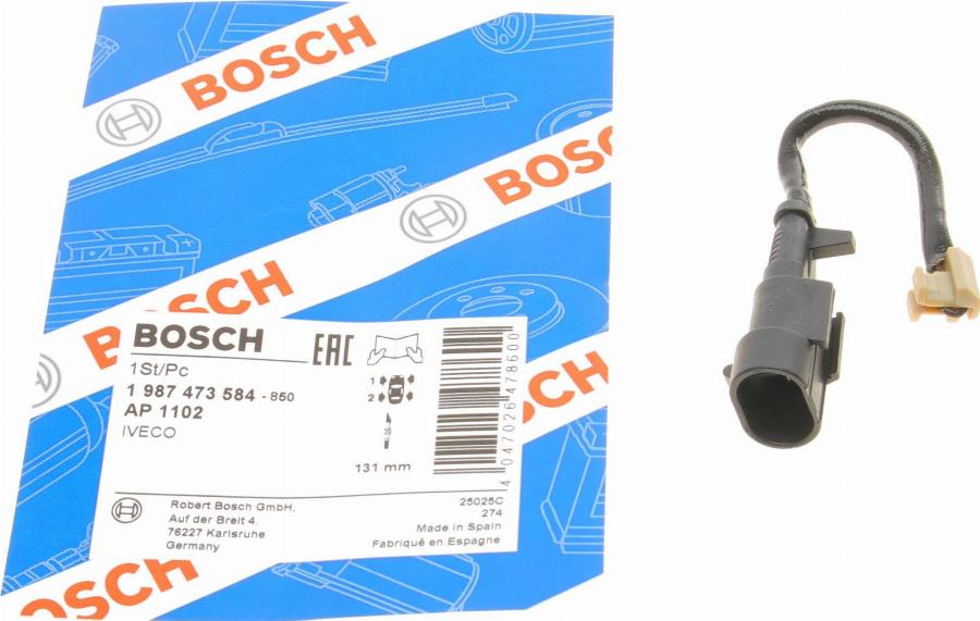 BOSCH 1 987 473 584 - Сигнализатор, износ тормозных колодок unicars.by