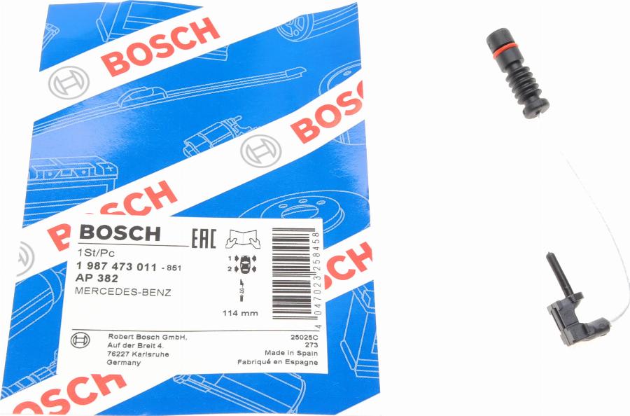 BOSCH 1 987 473 011 - Сигнализатор, износ тормозных колодок unicars.by