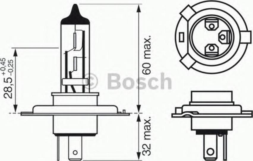 BOSCH 1987302043 - Лампа накаливания, фара дальнего света unicars.by