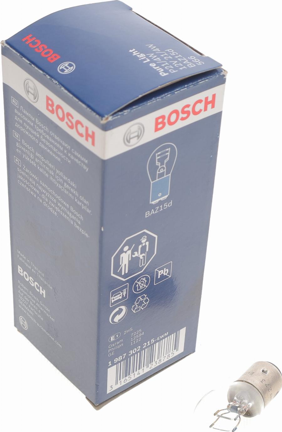 BOSCH 1 987 302 215 - Лампа накаливания, фонарь сигнала тормоза unicars.by