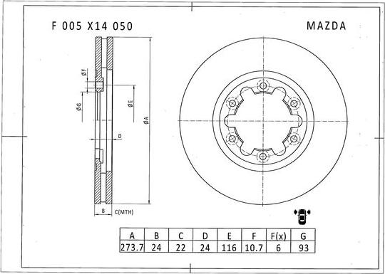 BOSCH F 005 X14 050 - Тормозной диск unicars.by