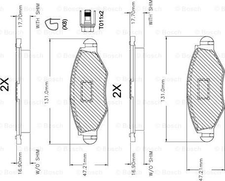 BOSCH F 03A 150 014 - Тормозные колодки, дисковые, комплект unicars.by