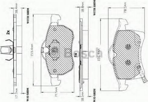 BOSCH F 03A 150 012 - Тормозные колодки, дисковые, комплект unicars.by