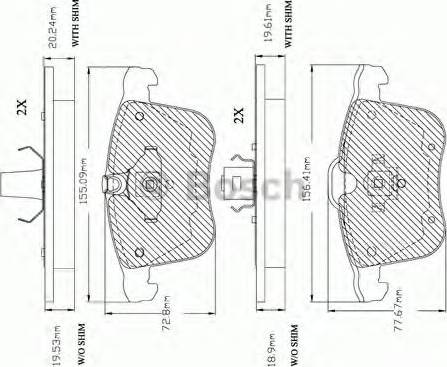 BOSCH F 03A 150 030 - Тормозные колодки, дисковые, комплект unicars.by