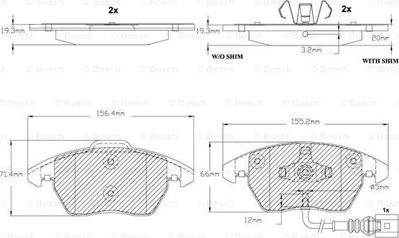 BOSCH F 03B 150 155 - Тормозные колодки, дисковые, комплект unicars.by