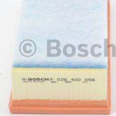 BOSCH F 026 400 058 - Воздушный фильтр, двигатель unicars.by