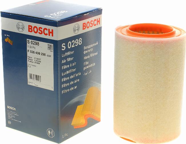 BOSCH F 026 400 298 - Воздушный фильтр, двигатель unicars.by