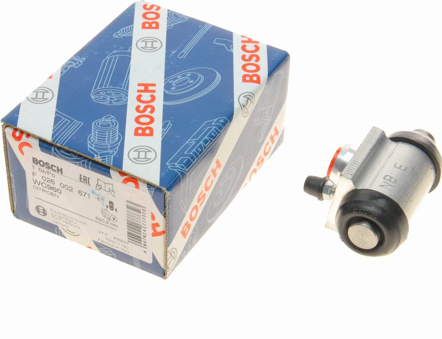 BOSCH F 026 002 671 - Колесный тормозной цилиндр unicars.by