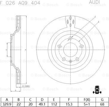 BOSCH F 026 A09 404 - Тормозной диск unicars.by