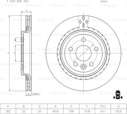 BOSCH F 026 A09 342 - Тормозной диск unicars.by