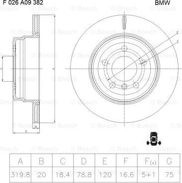 BOSCH F 026 A09 382 - Тормозной диск unicars.by