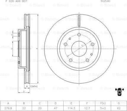 BOSCH F 026 A06 807 - Тормозной диск unicars.by