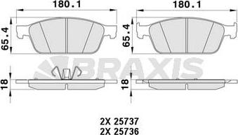 Braxis AA0444 - Тормозные колодки, дисковые, комплект unicars.by