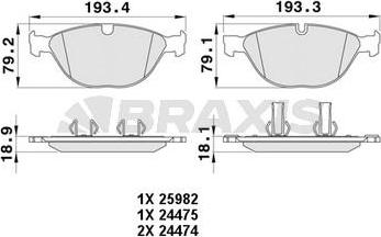 Braxis AA0442 - Тормозные колодки, дисковые, комплект unicars.by