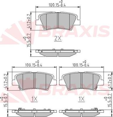 Braxis AA0602 - Тормозные колодки, дисковые, комплект unicars.by