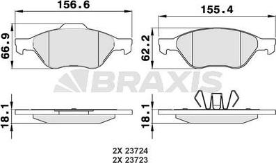 Braxis AA0010 - Тормозные колодки, дисковые, комплект unicars.by