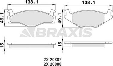 Braxis AA0167 - Тормозные колодки, дисковые, комплект unicars.by