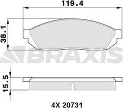 Braxis AA0348 - Тормозные колодки, дисковые, комплект unicars.by