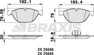 Braxis AA0240 - Тормозные колодки, дисковые, комплект unicars.by