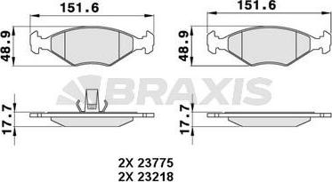 Braxis AA0287 - Тормозные колодки, дисковые, комплект unicars.by