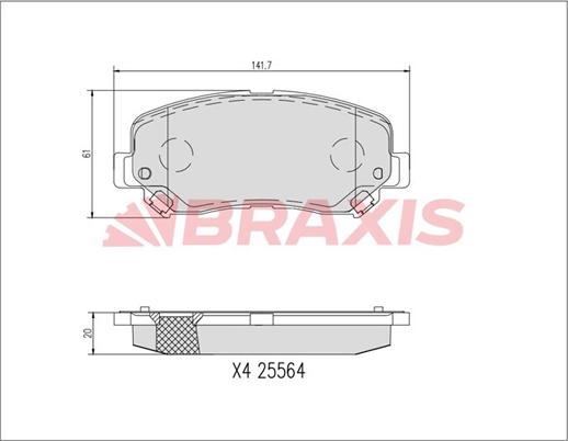 Braxis AA0737 - Тормозные колодки, дисковые, комплект unicars.by