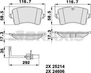 Braxis AB0484 - Тормозные колодки, дисковые, комплект unicars.by