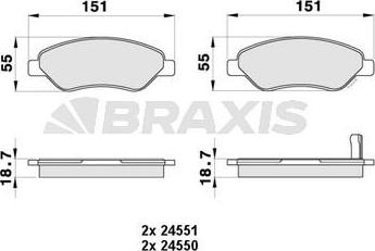 Braxis AB0434 - Тормозные колодки, дисковые, комплект unicars.by