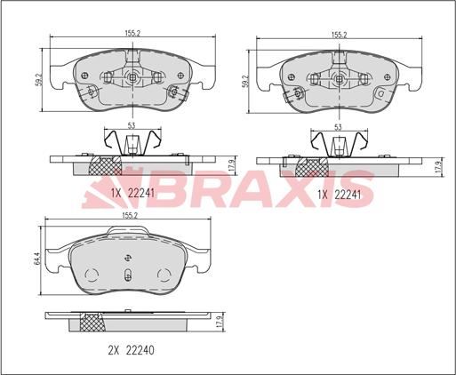 Braxis AB0641 - Тормозные колодки, дисковые, комплект unicars.by