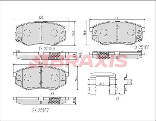 Braxis AB0619 - Тормозные колодки, дисковые, комплект unicars.by