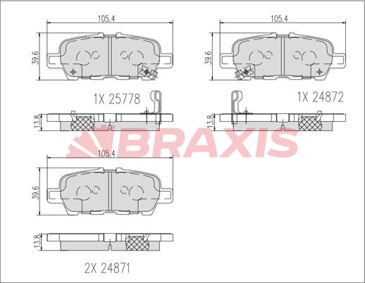 Braxis AB0617 - Тормозные колодки, дисковые, комплект unicars.by