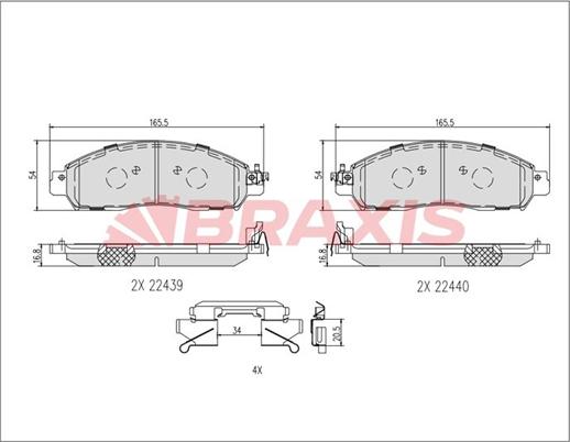 Braxis AB0620 - Тормозные колодки, дисковые, комплект unicars.by