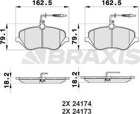 Braxis AB0194 - Тормозные колодки, дисковые, комплект unicars.by