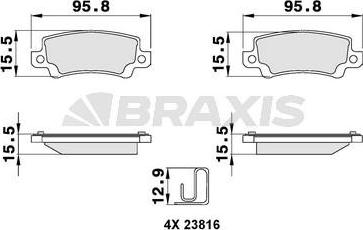 Braxis AB0136 - Тормозные колодки, дисковые, комплект unicars.by