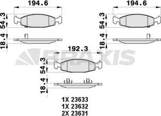 Braxis AB0396 - Тормозные колодки, дисковые, комплект unicars.by