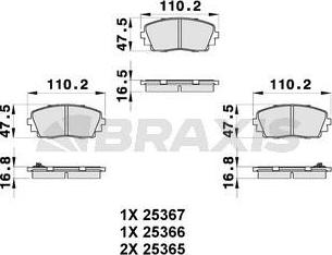 Braxis AB0307 - Тормозные колодки, дисковые, комплект unicars.by